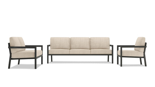 Harmonia Living - Pacifica 3 Piece Sofa Loveseat Set - Slate | HL-PAC-SL-3SLSS