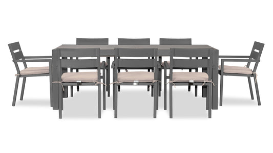 Harmonia Living - Pacifica 9 Piece Extendable Dining Set - Slate | HL-PAC-SL-9EDS-B