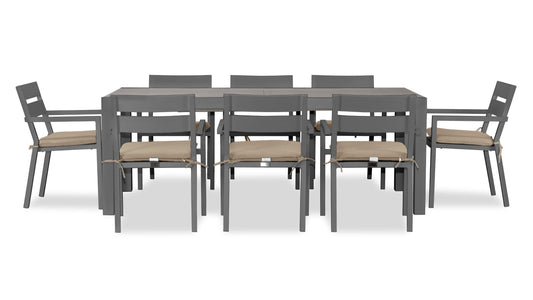 Harmonia Living - Pacifica 9 Piece Extendable Dining Set - Slate | HL-PAC-SL-9EDS-B