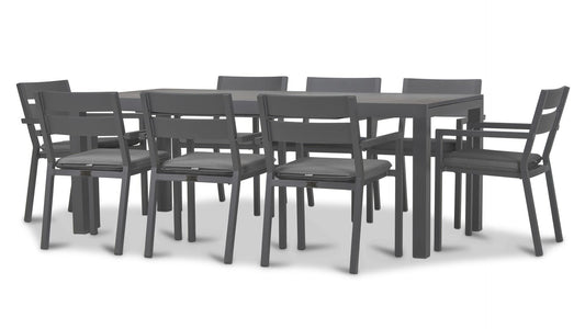 Harmonia Living - Pacifica 9 Piece Extendable Dining Set - Slate | HL-PAC-SL-9EDS-C