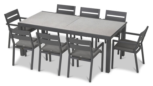 Harmonia Living - Pacifica 9 Piece Extendable Dining Set - Slate | HL-PAC-SL-9EDS-C
