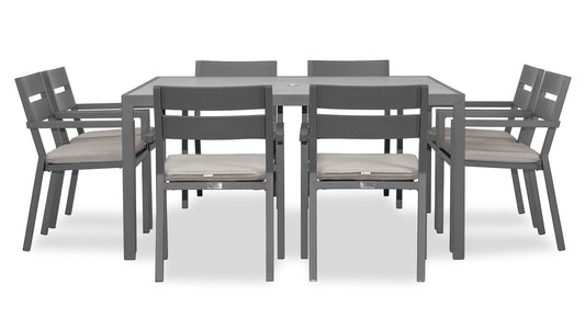 Harmonia Living - Pacifica 9 Piece Square Dining Set - Slate | HL-PAC-SL-9SDS