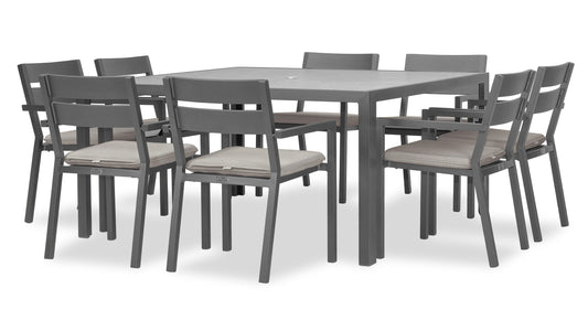 Harmonia Living - Pacifica 9 Piece Square Dining Set - Slate | HL-PAC-SL-9SDS