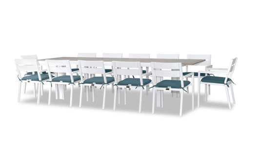 Harmonia Living - Pacifica 13 Piece Extendable Dining Set - White | HL-PAC-WHT-13EDS-B