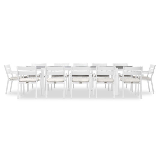 Harmonia Living - Pacifica 13 Piece Extendable Dining Set - White | HL-PAC-WHT-13EDS-C