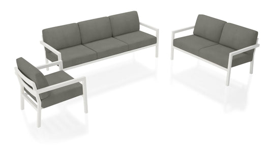 Harmonia Living - Pacifica 3 Piece Sofa Loveseat Set - White | HL-PAC-WHT-3SLSS