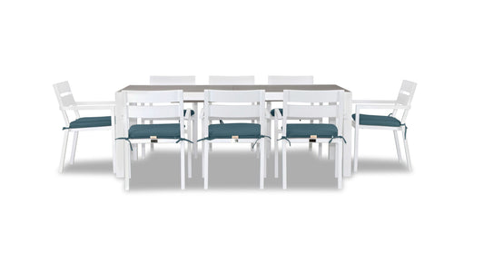 Harmonia Living - Pacifica 9 Piece Extendable Dining Set - White | HL-PAC-WHT-9EDS-B