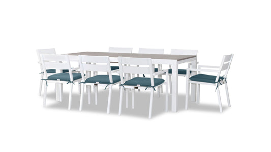 Harmonia Living - Pacifica 9 Piece Extendable Dining Set - White | HL-PAC-WHT-9EDS-B