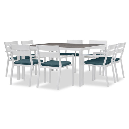 Harmonia Living - Pacifica 9 Piece Square Dining Set - White | HL-PAC-WHT-9SDS