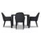 Harmonia Living - Parlor 5 Piece Dining Set - Black | 1 Staple 4-Seater Square Dining Table - Black | 4 Parlor Dining Arm Chairs - Black | Fabric Sunbrella | HL-PAR-BK-5DS