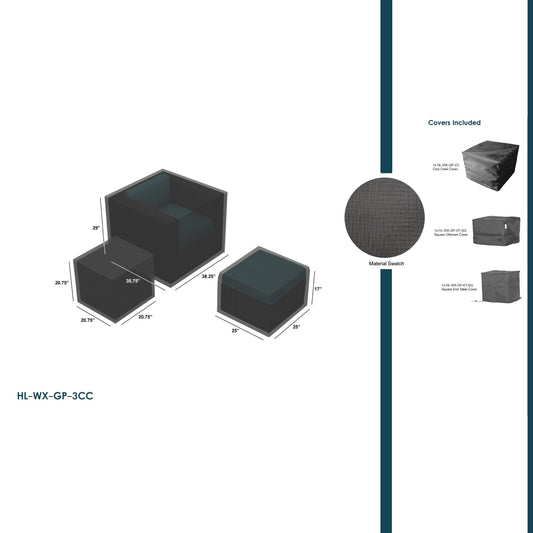 WeatherX Covers for 3 Piece Club Chair Set - HL-WX-GP-3CC