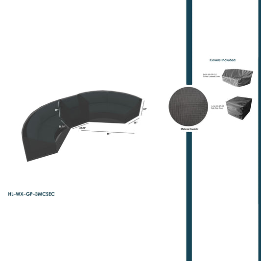 WeatherX Covers For 3 Piece Extended Curve Sectional Set - HL-WX-GP-3MCSEC