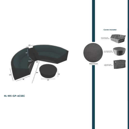 WeatherX Covers For 4 Piece Curve Sectional Set - HL-WX-GP-4CSEC