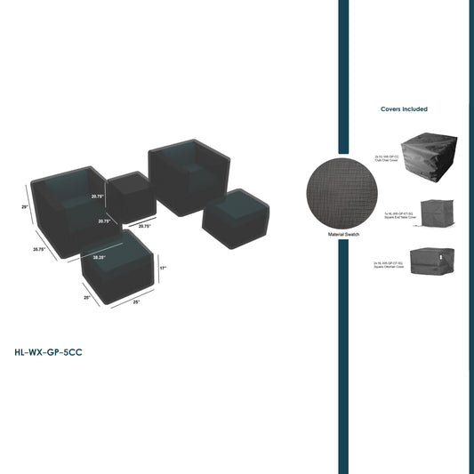 WeatherX Covers For 5 Piece Club Chair Set - HL-WX-GP-5CC