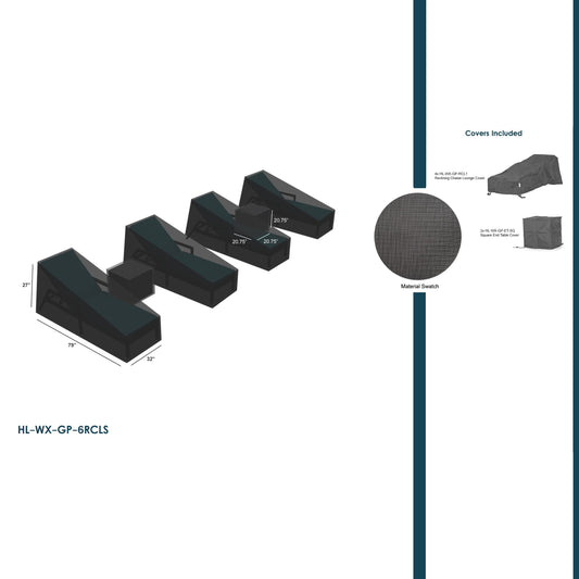 WeatherX Covers For 6 Piece Chaise Lounge Set - HL-WX-GP-6RCLS