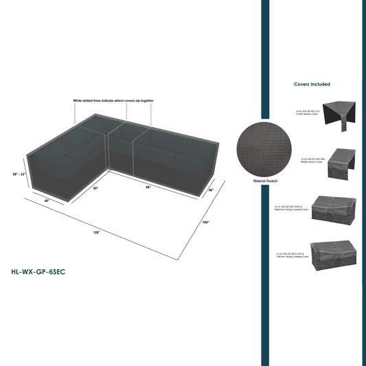 WeatherX Covers For 6 Piece Sectional Set - HL-WX-GP-6SEC
