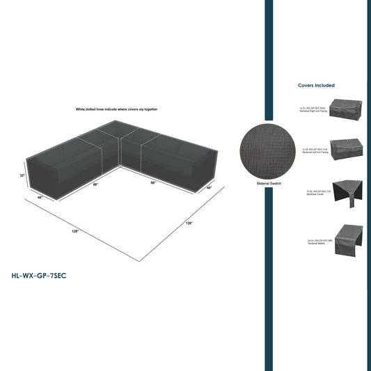 WeatherX Covers For 7 Piece Sectional Set - HL-WX-GP-7SEC