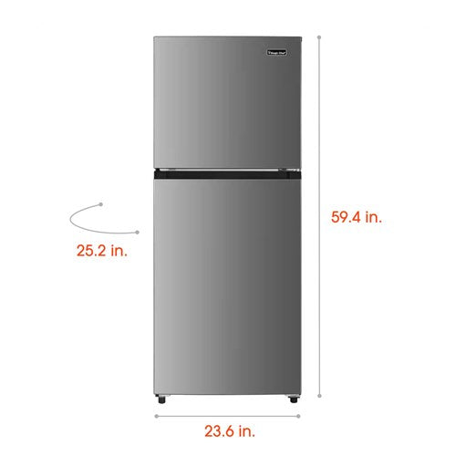 Magic Chef - 10.1-cu. ft. Refrigerator with Top Freezer in Platinum Steel - HMDR1000ST