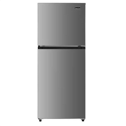 Magic Chef - 10.1-cu. ft. Refrigerator with Top Freezer in Platinum Steel - HMDR1000ST