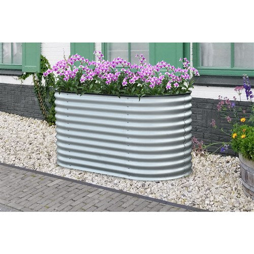 Hanover 63-In. Oval Open-Base Raised Garden Bed for Flowers, Herbs, and Vegetables - Galvanized Steel