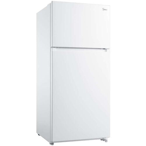 Midea - 18 CF Top Mount Refrigerator, Glass Shelves, Ice Maker Ready, ESTAR - MRT18S3AWW