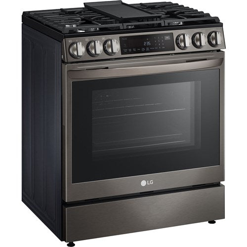 LG - 6.3 CF Gas Single Oven Slide-In Range, Instaview, Air Fry, ProBake,ThinQ - LSGL6335D