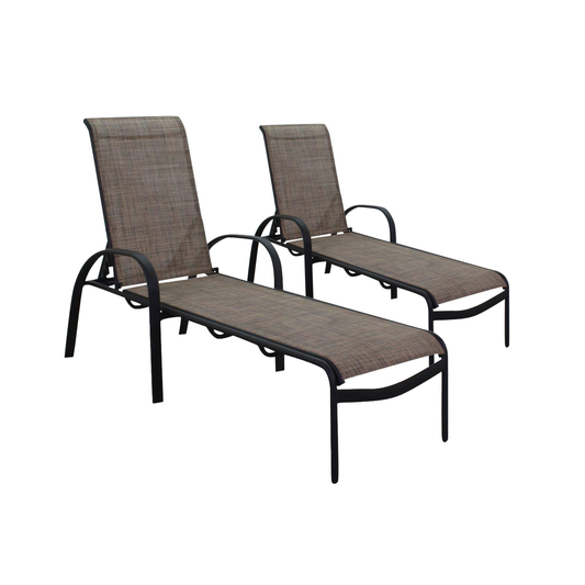 Courtyard Casual - Santa Fe 2 Aluminum Chaise Lounges in Java | 5661