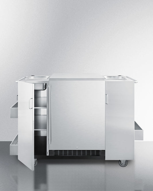 Summit - Serving Cart with Refrigerator Stainless Steel Outdoor Serving Cart with Refrigerator and Lock | CartOSRF