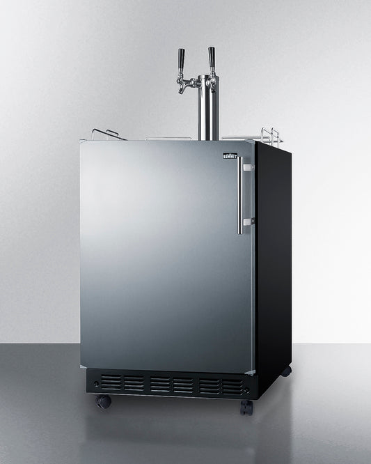Summit - 24” Wide Cold Brew Coffee Kegerator with 5.3 cu. ft. Capacity, Dual Tap System, Auto Defrost, Convertible to Refrigerator - SBC7BRSCF2LHD