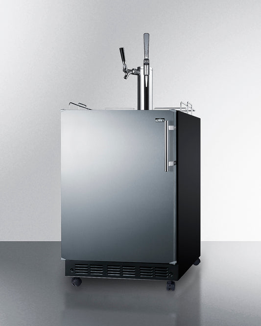 Summit - 24” Wide Cold Brew/Nitro Coffee Kegerator with 5.3 cu. ft. Capacity, Dual Tap System, Auto Defrost, Convertible to Refrigerator - SBC7BRSCM2LHD