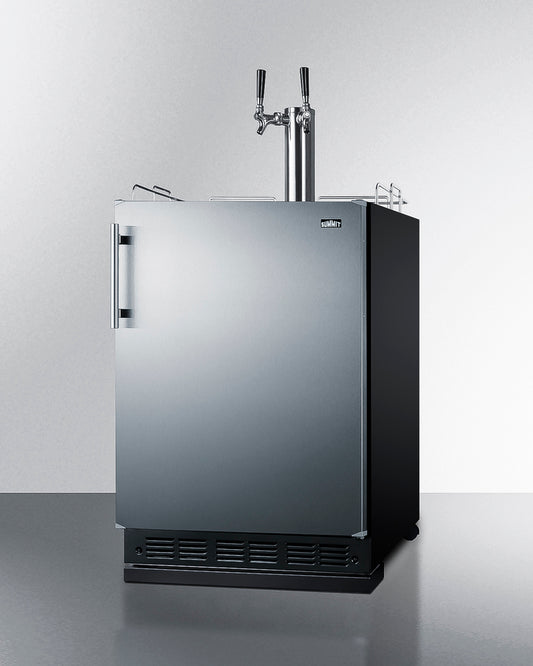 Summit - 24” Wide Beer Kegerator with 5.3 cu. ft. Capacity, Dual Tap System, Automatic Defrost, Convertible to Refrigerator - SBC7BRS