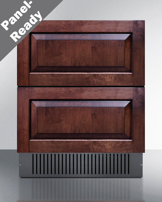 Summit 27-Inch 4.83 cu.ft. 2-Drawer All-Refrigerator, Outdoor Rated - Custom Panel - SPR275OS2D