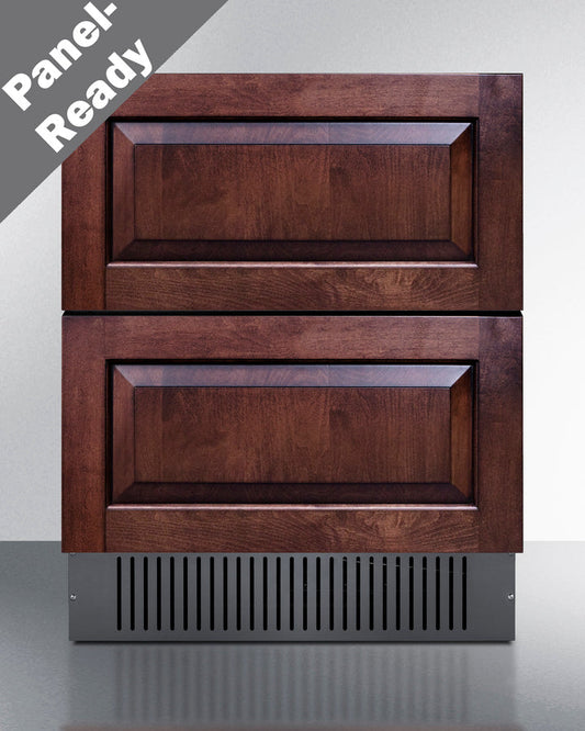 Summit 27-Inch 4.83 cu.ft. 2-Drawer All-Refrigerator, Outdoor Rated - Custom Panel - SPR275OS2DADA