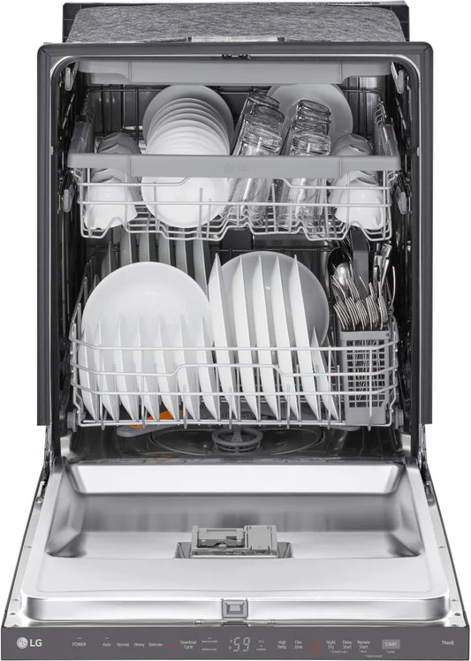 LG - 24" Top Control Dishwasher, 46dB, Hidden Count Down Timer, 3rd Rack - LDPH5554D