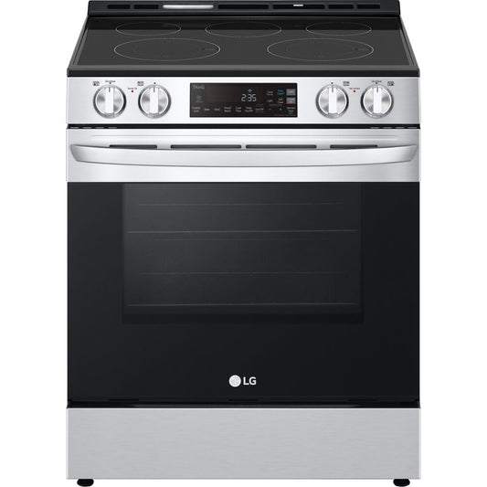 LG - 6.3 CF Electric Single Oven Slide-In Range, Self Clean, ThinQ,Printproof - LSEL6331F