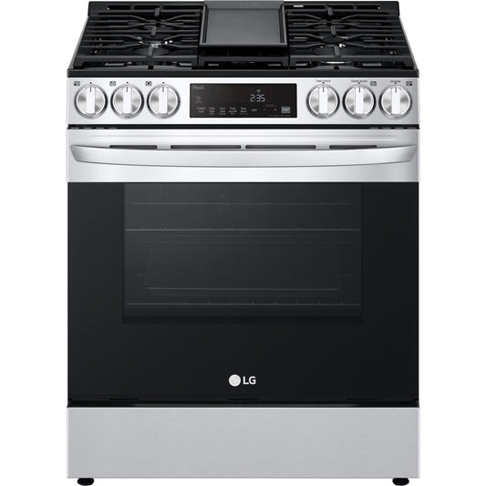 LG - 5.8 CF Gas Single Oven Slide-In Range, Air Fry, Fan Convection, ThinQ - LSGL5833F
