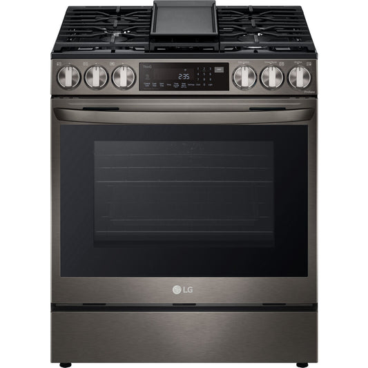 LG - 6.3 CF Gas Single Oven Slide-In Range, Instaview, Air Fry, ProBake,ThinQ - LSGL6335D