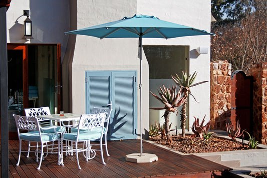 Woodline - 6.6’ Swift Square Pulley Lift Umbrella, Stainless Steel, Non-Telescopic/Telescopic - SW20S