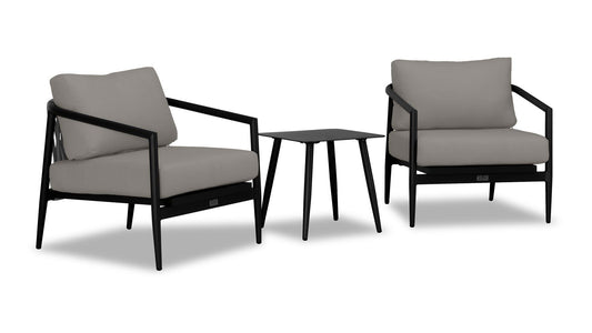 Harmonia Living - Olio 3 Piece Club Chair Set - Black/Carbon | OLIO-BK-CO-SET104
