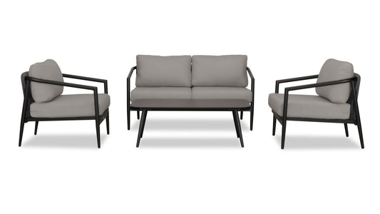 Harmonia Living - Olio 4 Piece Loveseat Set - Black/Carbon | OLIO-BK-CO-SET110