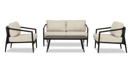 Harmonia Living - Olio 4 Piece Loveseat Set - Black/Carbon | OLIO-BK-CO-SET110