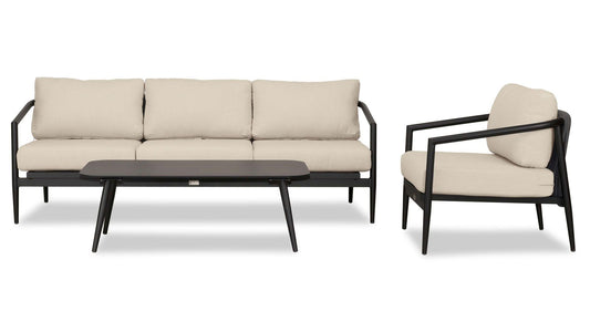 Harmonia Living - Olio 3 Piece Sofa Set - Black/Carbon | OLIO-BK-CO-SET130