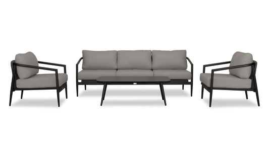 Harmonia Living - Olio 4 Piece Sofa Set - Black/Carbon | OLIO-BK-CO-SET135