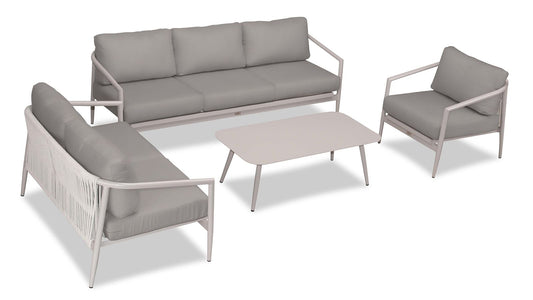 Harmonia Living - Olio 4 Piece Sofa Loveseat Set - Urban Stone/Carrera | OLIO-US-CAR-SET137