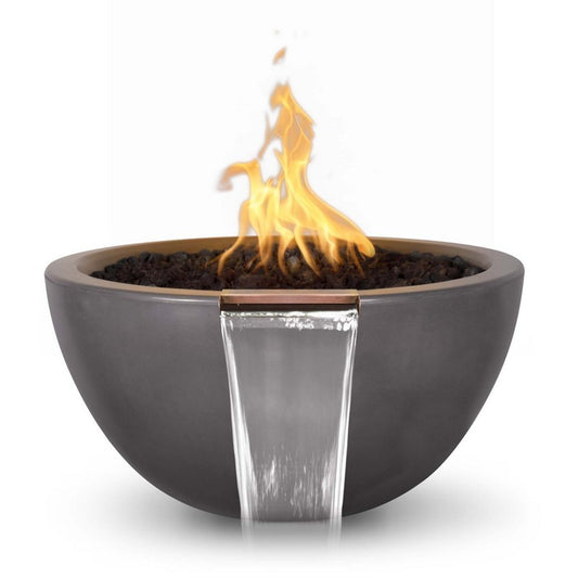 The Outdoor Plus - 38" Round Luna Fire & Water Bowl - GFRC Concrete - NG, LP - OPT-LUNFW38