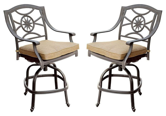 Darlee - Ten Star Patio Swivel Bar Stool with Cushion (Set of 2) - DL503-7-2