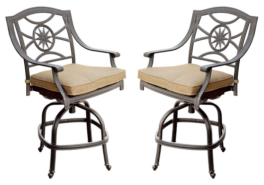 Darlee - Ten Star Patio Counter Height Swivel Bar Stool with Cushion (Set of 2) - DL503-7CH-2