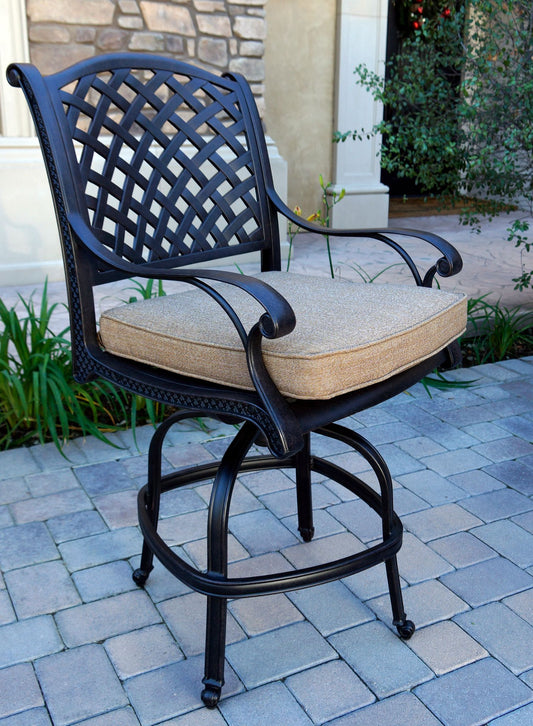 Darlee - Nassau Patio Counter Height Swivel Bar Stool with Cushion (Set of 6) - DL13-7CH-6