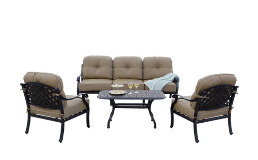 Darlee - Nassau 4-Piece Patio Sofa Conversation Set with Cushions and 21 x 42'' Rectangular Coffee Table - DL603-4PCS-60B