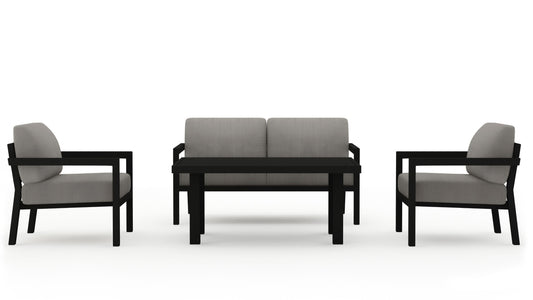 Harmonia Living - Pacifica Classic 4 Piece Loveseat Set - Black | PAC-BK-SET114